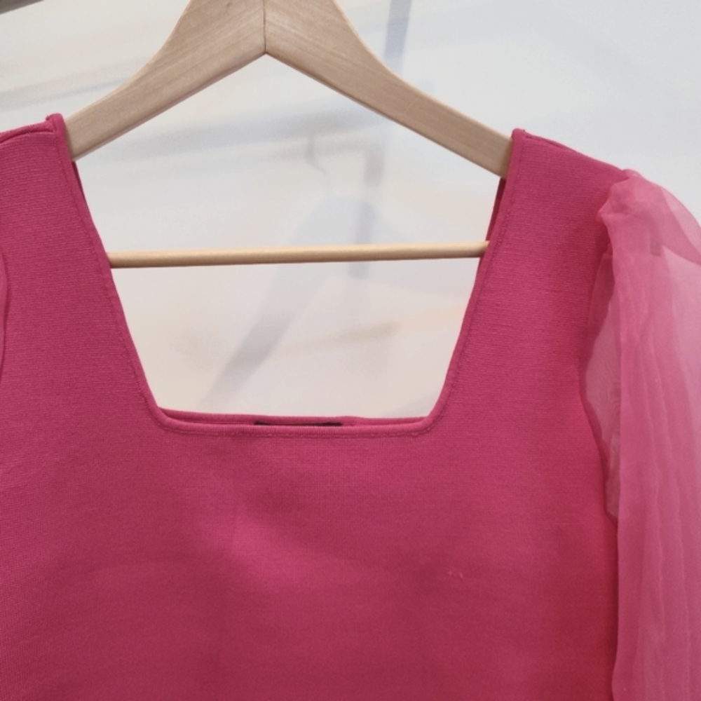 House of Harlow 1960 Sheer Puff Sleeves Knit Top - Picture 3 of 13